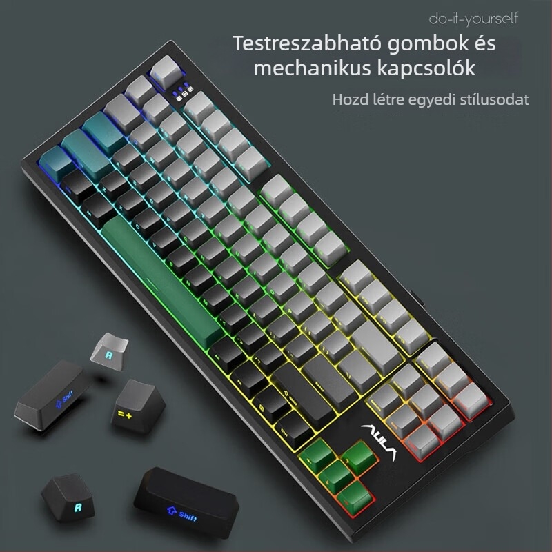 Mechanikus billentyűzet három üzemmóddal (Bluetooth/2.4G USB), hot-swappable kapcsolók, RGB háttérvilágítás, PBT billentyűk