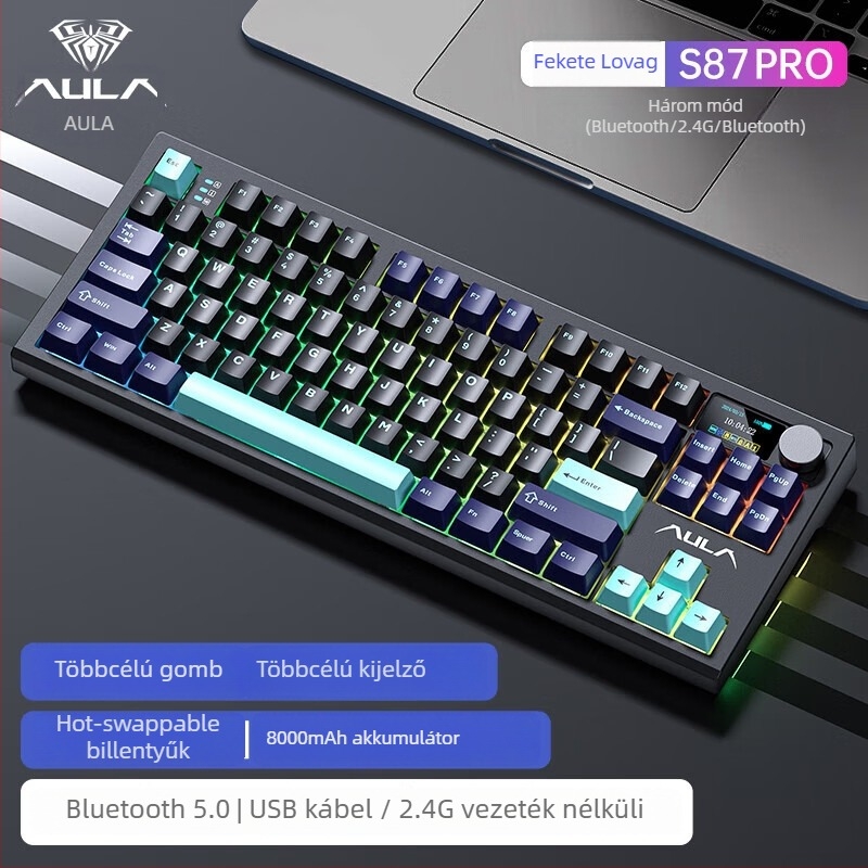 Mechanikus billentyűzet három üzemmóddal (Bluetooth/2.4G USB), hot-swappable kapcsolók, RGB háttérvilágítás, PBT billentyűk