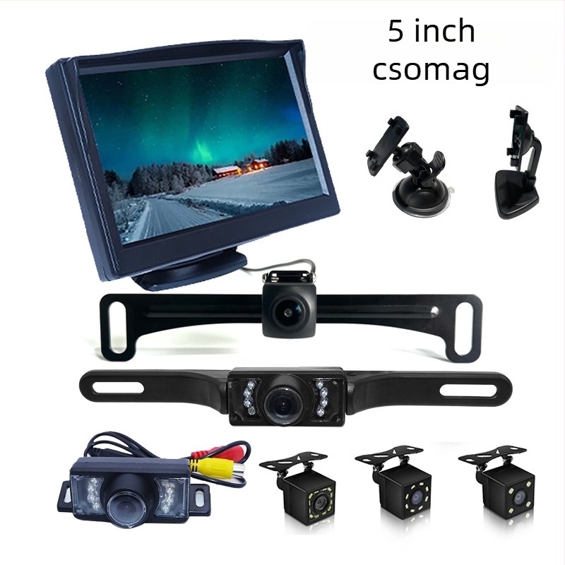 Autó hátrameneti kijelző, TFT LCD, 800x480 felbontás, univerzális kompatibilitás, bemenet N/P