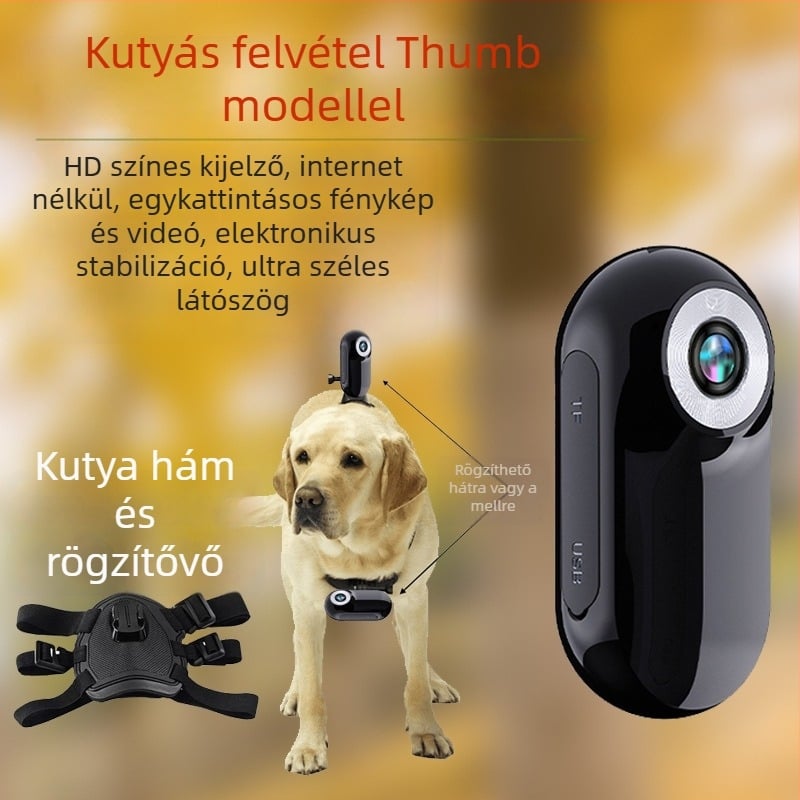 Macska- és kutyabarát akciókamera perspektív videóval, hanggal, vlog mód, nyak- vagy mellkas rögzítés, intelligens operációs rendszer