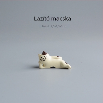 Macska gyanta asztali dísz — japán ZAKKA stílus, állati figura