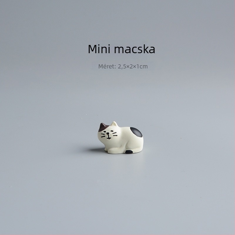 Macska gyanta asztali dísz — japán ZAKKA stílus, állati figura