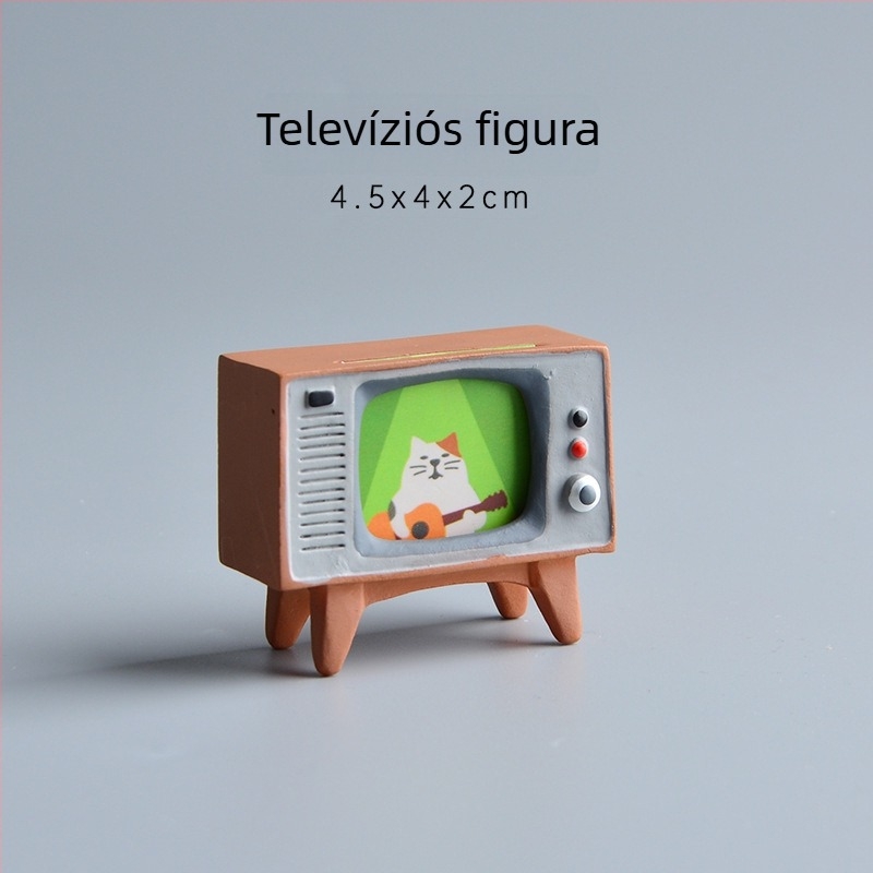 Macska gyanta asztali dísz — japán ZAKKA stílus, állati figura