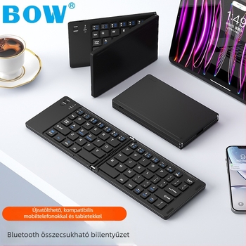 B.O.W Hajlékony Bluetooth billentyűzet és egér készlet, csendes, legfeljebb 87 billentyű, ABS anyag, 2025 modell