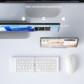 B.O.W Hajlékony Bluetooth billentyűzet és egér készlet, csendes, legfeljebb 87 billentyű, ABS anyag, 2025 modell
