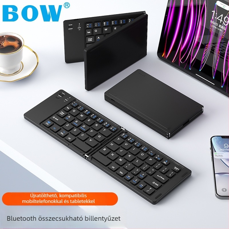 B.O.W Hajlékony Bluetooth billentyűzet és egér készlet, csendes, legfeljebb 87 billentyű, ABS anyag, 2025 modell