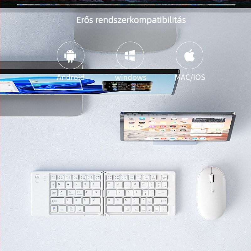 B.O.W Hajlékony Bluetooth billentyűzet és egér készlet, csendes, legfeljebb 87 billentyű, ABS anyag, 2025 modell
