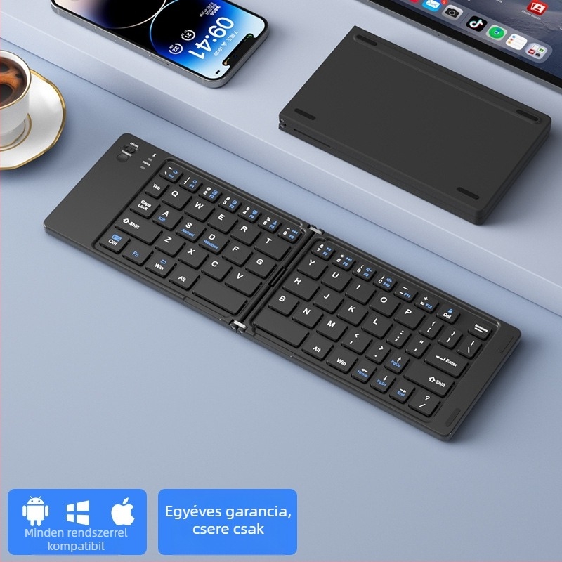 B.O.W Hajlékony Bluetooth billentyűzet és egér készlet, csendes, legfeljebb 87 billentyű, ABS anyag, 2025 modell