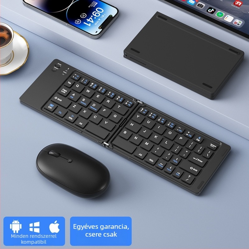 B.O.W Hajlékony Bluetooth billentyűzet és egér készlet, csendes, legfeljebb 87 billentyű, ABS anyag, 2025 modell
