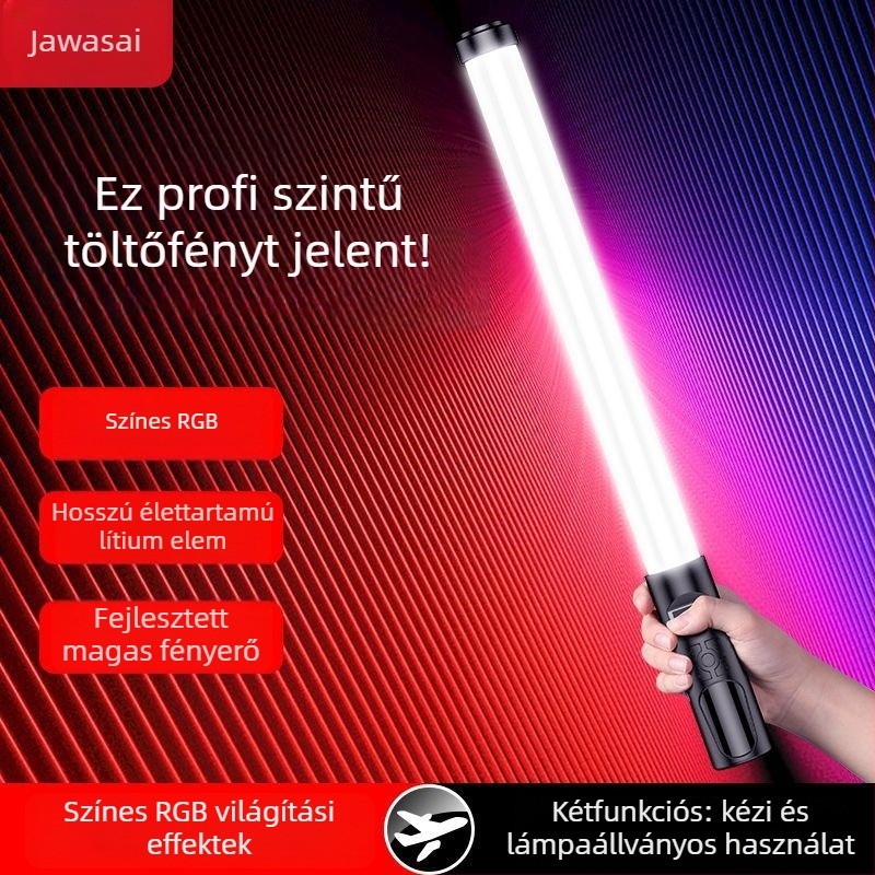 Kézben tartható RGB világító pálca fotózáshoz és videóhoz, hordozható töltő fény belső használatra, 3 színárnyalat, 10W alatt, Huibei