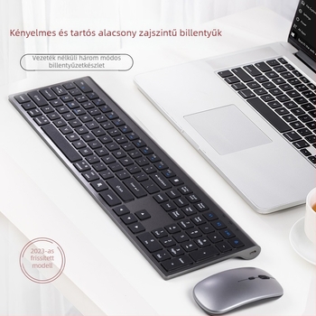 H-868A modellű vezeték nélküli billentyűzet és egér készlet, Bluetooth + 2.4G kettős móddal, 1600dpi, ergonomikus és vízálló, notebook és iroda számára.