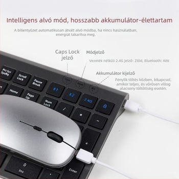 H-868A modellű vezeték nélküli billentyűzet és egér készlet, Bluetooth + 2.4G kettős móddal, 1600dpi, ergonomikus és vízálló, notebook és iroda számára.