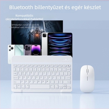 Bluetooth billentyűzet és egér készlet – Csendes, vezeték nélküli; kompatibilis iPaddel, okostelefonnal és laptopkal; nem mechanikus billentyűzet; töltőkábel a csomagban