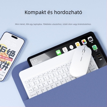 Bluetooth billentyűzet és egér készlet – Csendes, vezeték nélküli; kompatibilis iPaddel, okostelefonnal és laptopkal; nem mechanikus billentyűzet; töltőkábel a csomagban