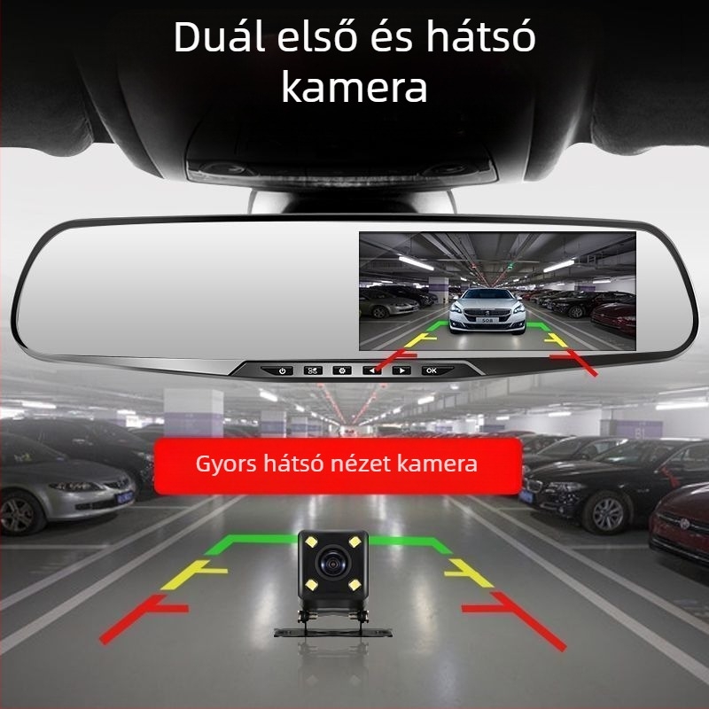 Vezeték nélküli autó DVR, dupla objektív, 1080p videó, 5MP fotók, mindent egyben – hátsó kamera