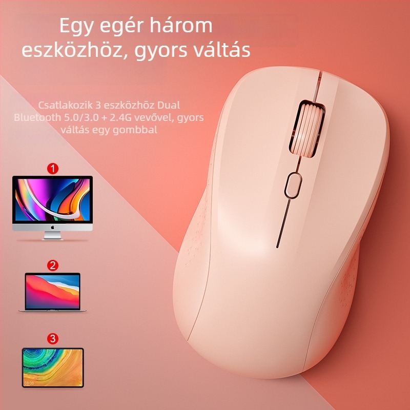 Vezeték nélküli egér vezeték nélküli töltéssel és halk működéssel, USB interfész, 2,4GHz vezeték nélküli kapcsolat, 1000dpi