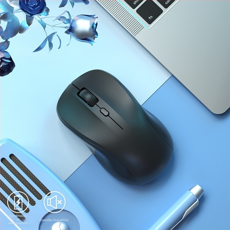 Vezeték nélküli egér vezeték nélküli töltéssel és halk működéssel, USB interfész, 2,4GHz vezeték nélküli kapcsolat, 1000dpi