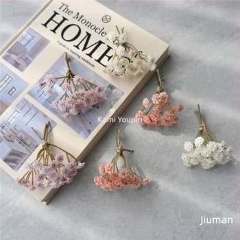 Baba ház mini virág dekoráció, száraz virágok, flockos felület, Daisy variáció