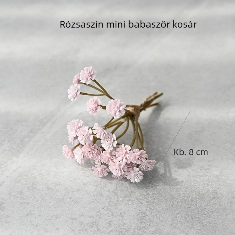 Baba ház mini virág dekoráció, száraz virágok, flockos felület, Daisy variáció