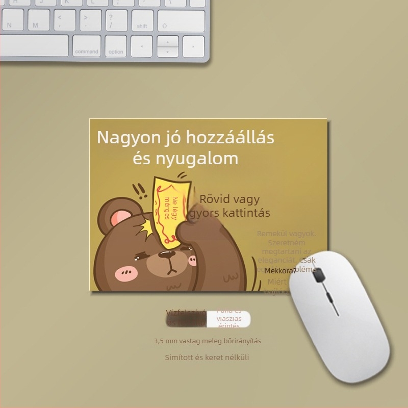 Kis egérpad természetes gumiból, csúszásmentes felület, testreszabható szöveg és logó, asztali mat stílusban