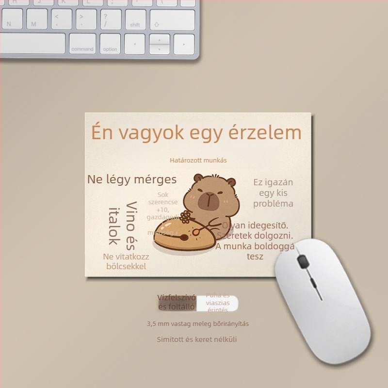 Kis egérpad természetes gumiból, csúszásmentes felület, testreszabható szöveg és logó, asztali mat stílusban