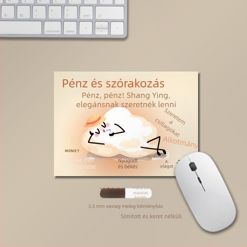Kis egérpad természetes gumiból, csúszásmentes felület, testreszabható szöveg és logó, asztali mat stílusban