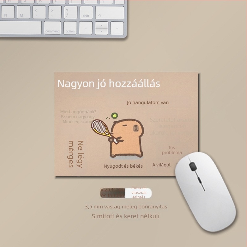 Kis egérpad természetes gumiból, csúszásmentes felület, testreszabható szöveg és logó, asztali mat stílusban