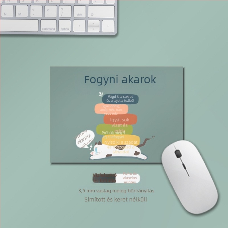 Kis egérpad természetes gumiból, csúszásmentes felület, testreszabható szöveg és logó, asztali mat stílusban