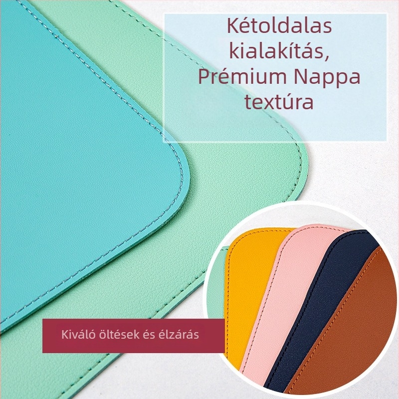 Két színű bőr egérpad, XXL méret, szennyeződésálló, kétoldalas asztali alátét, vízálló és olaj- és foltálló, méretek 30x60–60x120