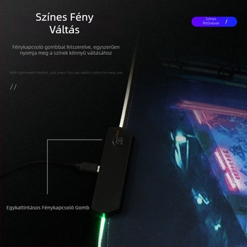 RGB színes asztali egérpad, 300×800 mm, nagy méret, világító, játék- és irodai használatra, csúszásmentes