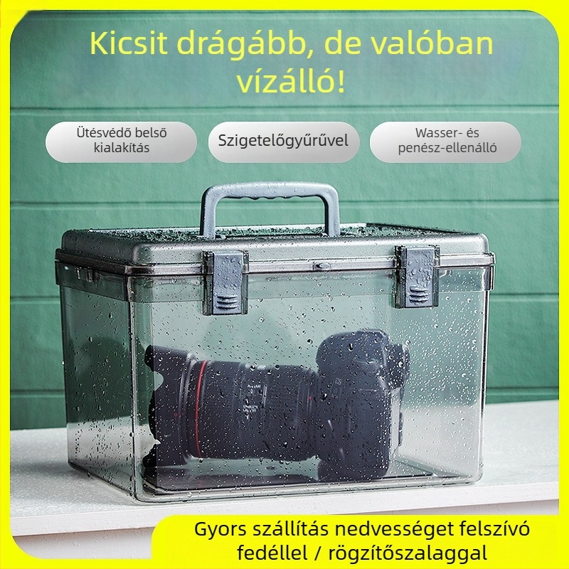 DSLR fényképezőgéphez nedvességálló doboz higrométerrel és penészmentes tömítéssel