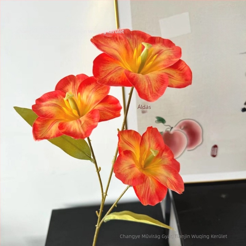 Selyem tulipán, művirág, egyetlen szár, 3D nyomtatott dizájn fotózáshoz