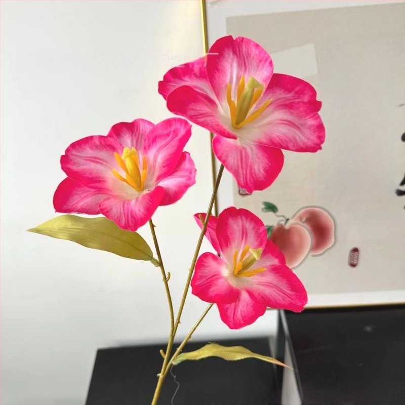 Selyem tulipán, művirág, egyetlen szár, 3D nyomtatott dizájn fotózáshoz