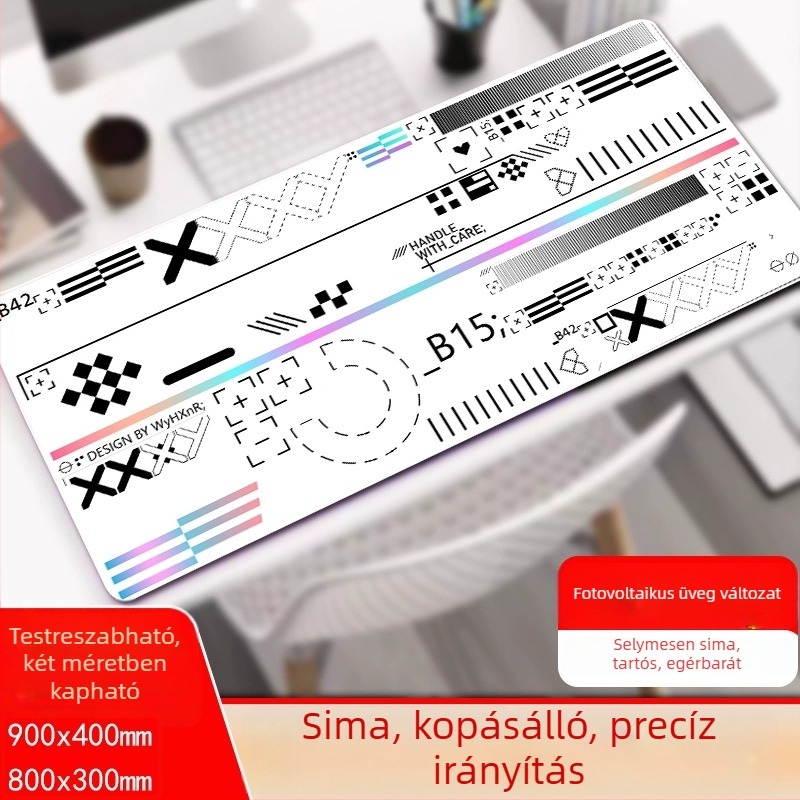 Személyre szabott e-sport egérpad, edzett üveg felület, csúszásmentes, egyoldalas, FPS-hez optimális