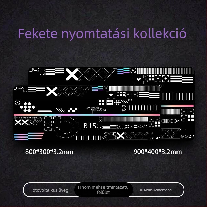 Személyre szabott e-sport egérpad, edzett üveg felület, csúszásmentes, egyoldalas, FPS-hez optimális