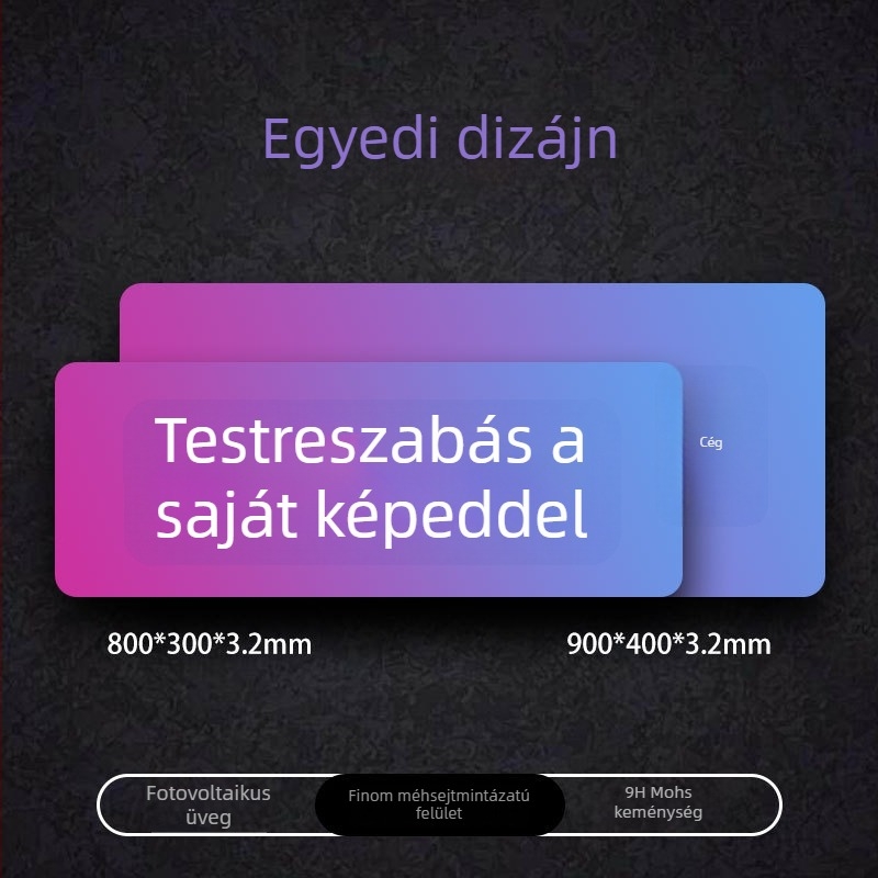 Személyre szabott e-sport egérpad, edzett üveg felület, csúszásmentes, egyoldalas, FPS-hez optimális