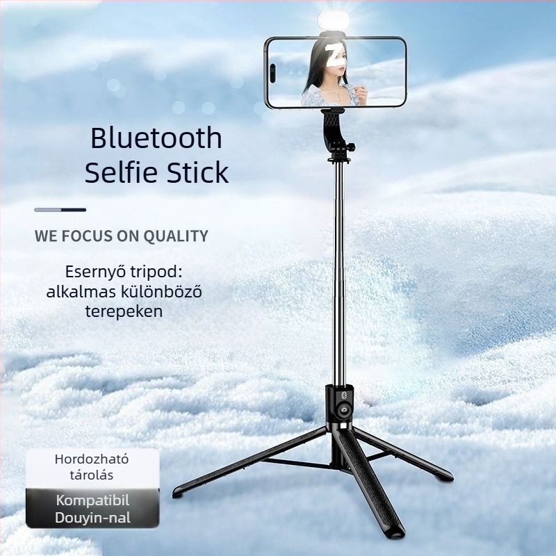 3 az 1-ben szelfibot állvány fém szerkezettel és telefon tartóval videózásra és utazási fotózáshoz
