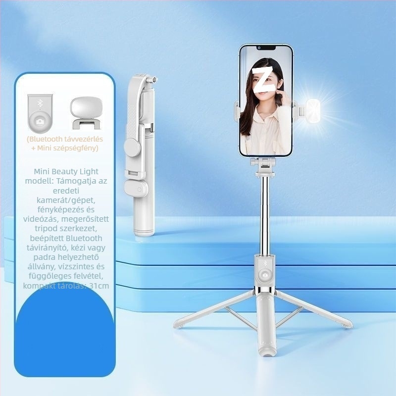 3 az 1-ben szelfibot állvány fém szerkezettel és telefon tartóval videózásra és utazási fotózáshoz