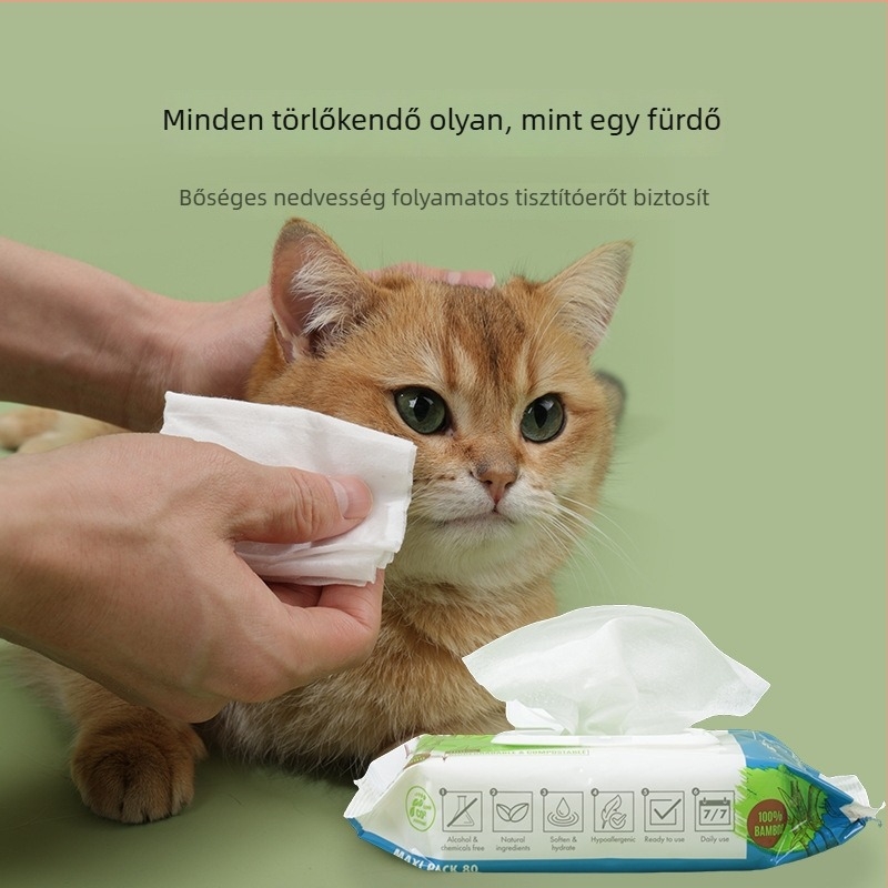 Macskáknak készült nedves törlőkendők (Márka mpets; Dobozban 48 darab; Macskáknak; Nem importált)
