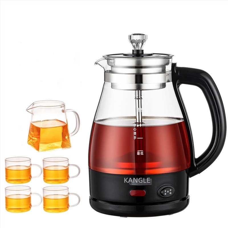 Többfunkciós teafőző boroszilikát üvegből, 1 L-ig, 600 W, 220 V, gombos vezérlés, 2–3 személynek