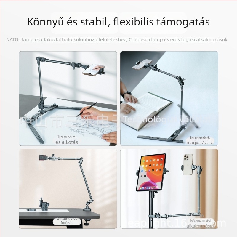 LEAPLIGHT alumínium asztali állvány mobiltelefonhoz, felülnézeti felvételhez, univerzális stílusú
