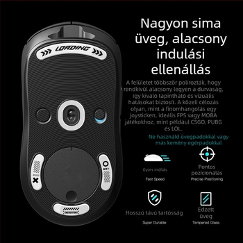 GPW1 generációhoz készült edzett üveg egértalp készlet – magas csúszású, hideg-formázás, OEM feldolgozás