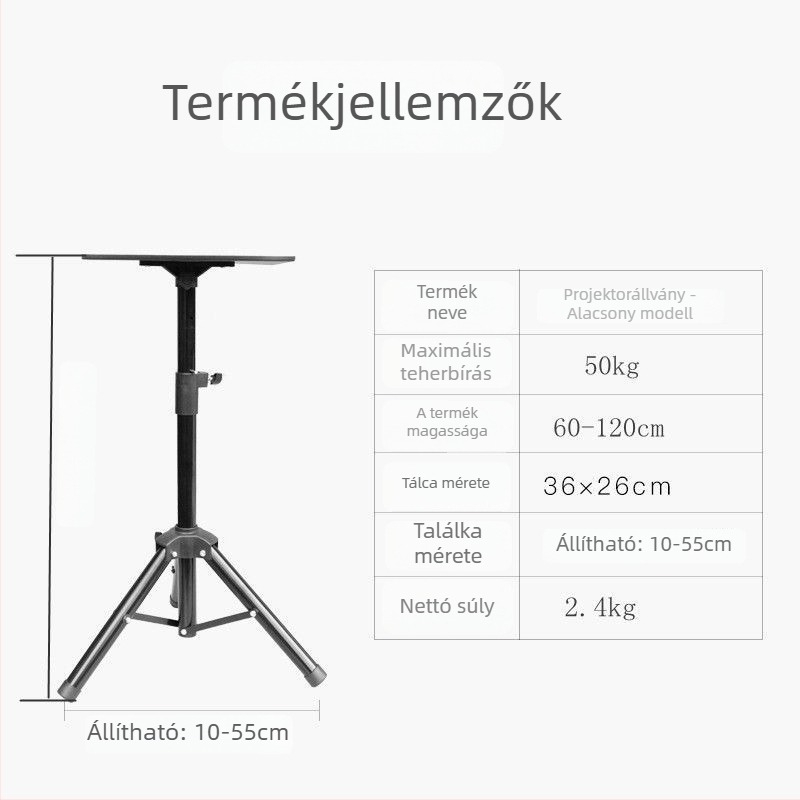  Univerzális padlón álló projektor állvány pan/tilt, hordozható, összecsukható