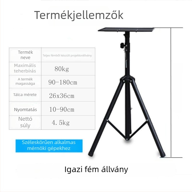  Univerzális padlón álló projektor állvány pan/tilt, hordozható, összecsukható