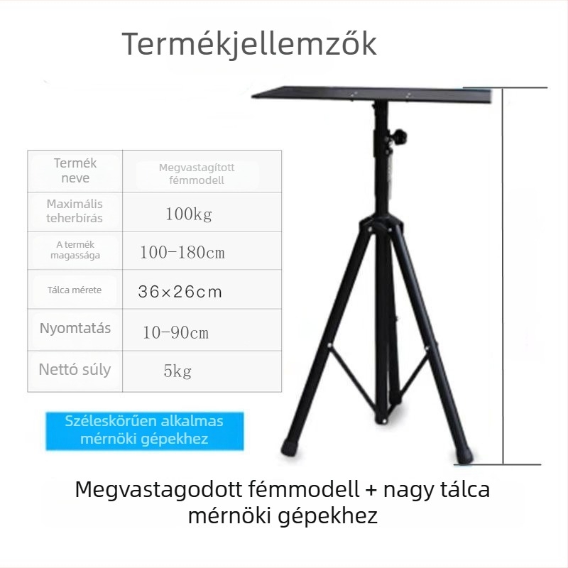  Univerzális padlón álló projektor állvány pan/tilt, hordozható, összecsukható