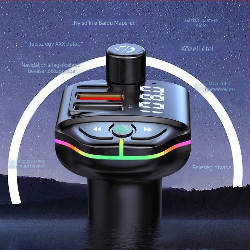 A8-A18 Autós Bluetooth lejátszó PD 3.1A töltő, két USB, FM adó, Monokróm kijelző