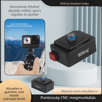 BGNing Gyorskioldó alap Insta360 X4hez, DJI Osmo panoráma kamerákhoz – alumíniumötvözet, 1/4 adapter, mini gyorskioldó tartó