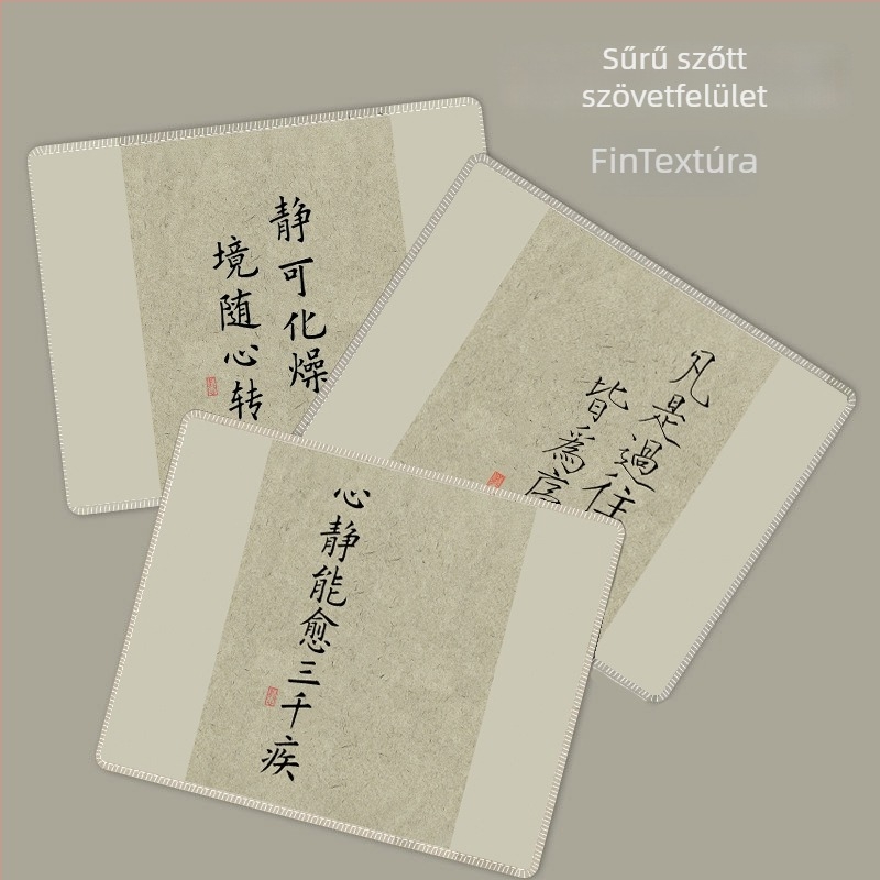 Egérpad kínai kalligráfia stílusban – természetes gumi, egyoldalas felület, csuklótámasz, hőtranszfer nyomtatás, OEM/egyéni testreszabás