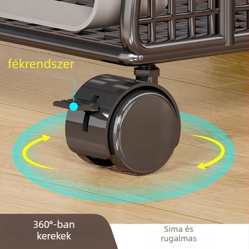 Kétszintes padlóra álló PC-állvány görgőkkel – vasból készült, modern minimalist stílus, otthoni és irodai tároló