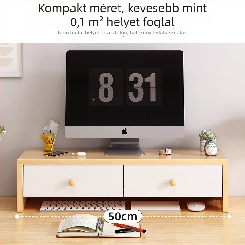 Jinhe cute asztali monitorállvány fiókkal, mozgatható, 3-szintes tároló